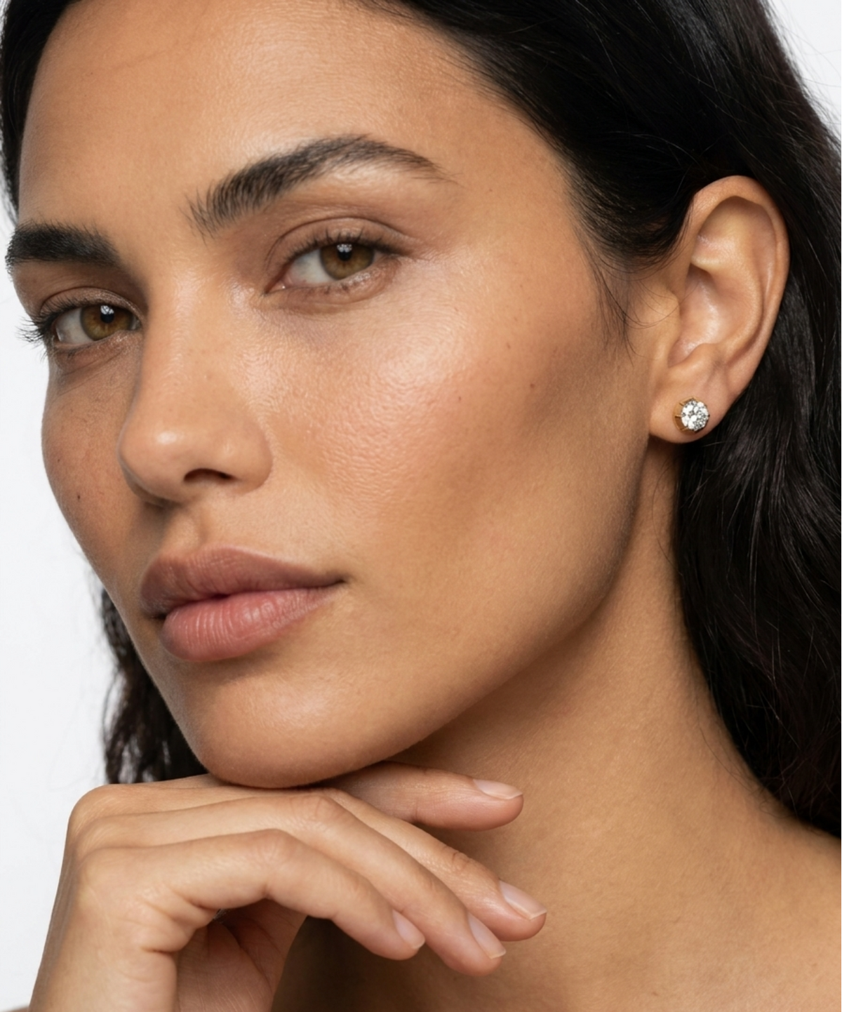Button Back Studs with Round Cut Diamond
