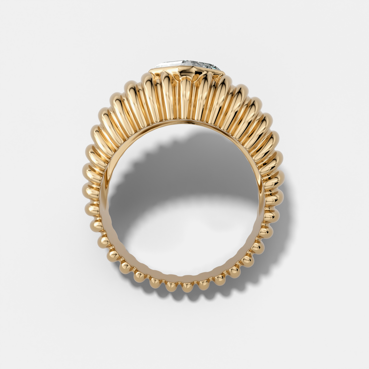 Accordion Cigar Band with an Asscher Cut Diamond