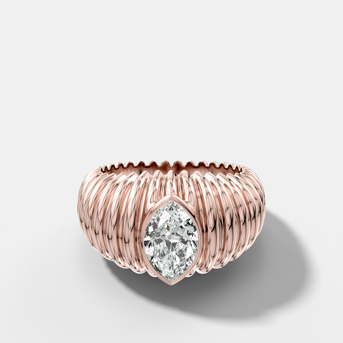 Accordion Cigar Band with a Marquise Cut Diamond