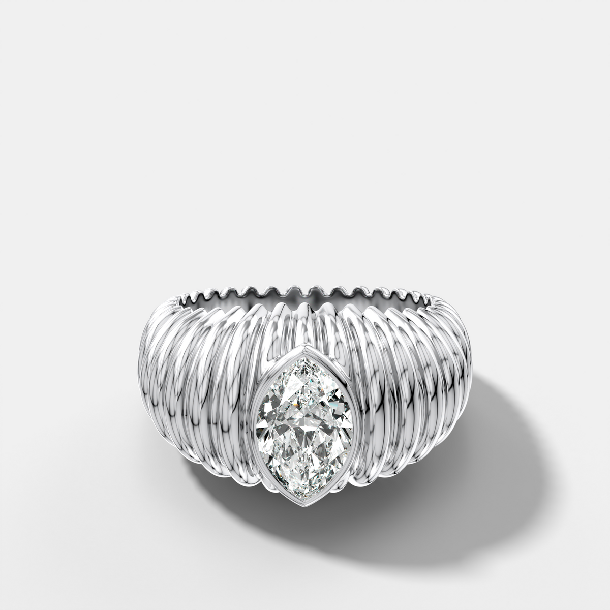 Accordion Cigar Band with a Marquise Cut Diamond