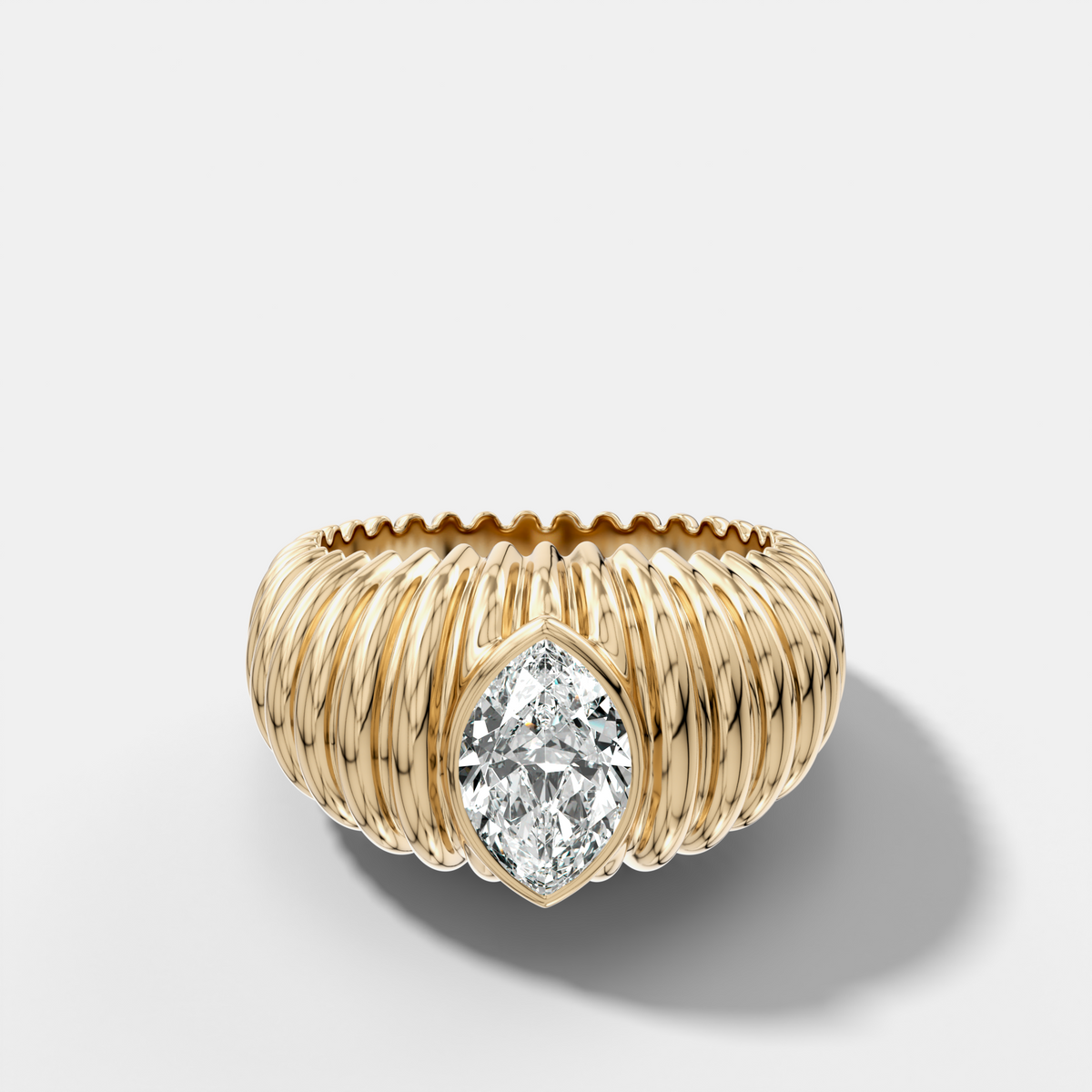 Accordion Cigar Band with a Marquise Cut Diamond