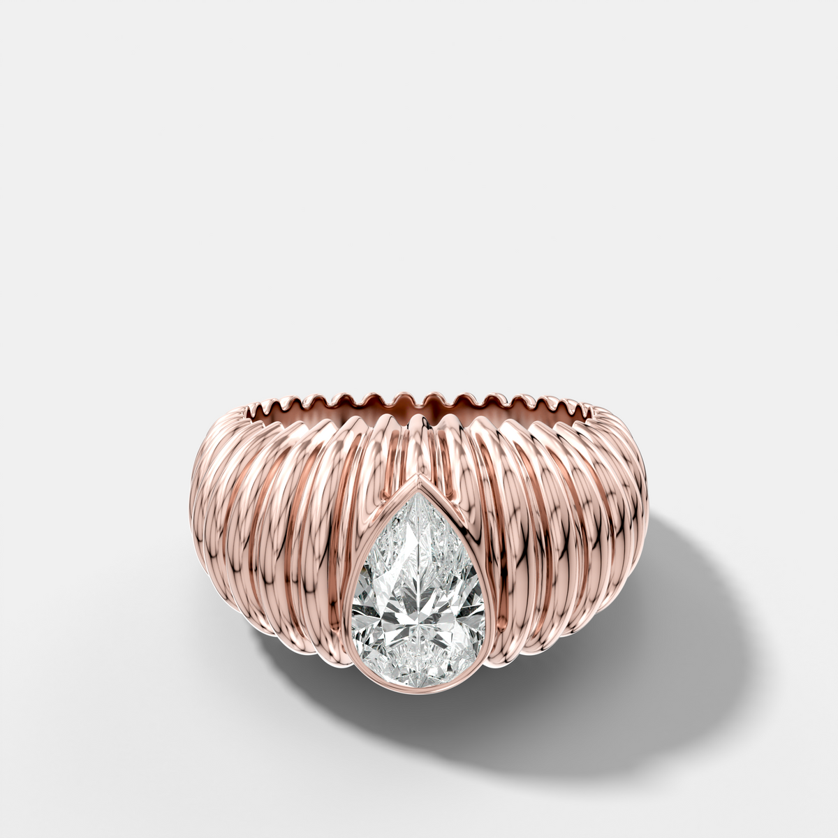 Accordion Cigar Band with a Pear Cut Diamond