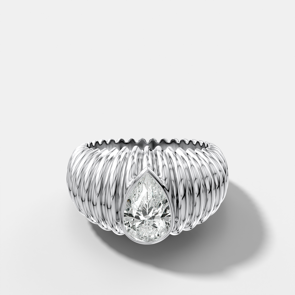 Accordion Cigar Band with a Pear Cut Diamond