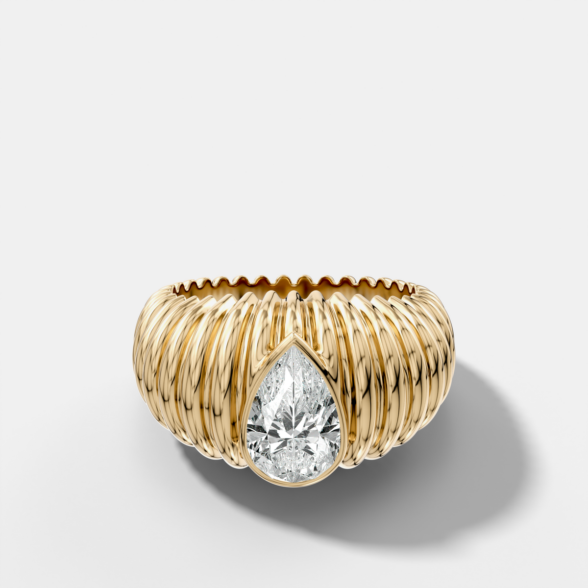 Accordion Cigar Band with a Pear Cut Diamond