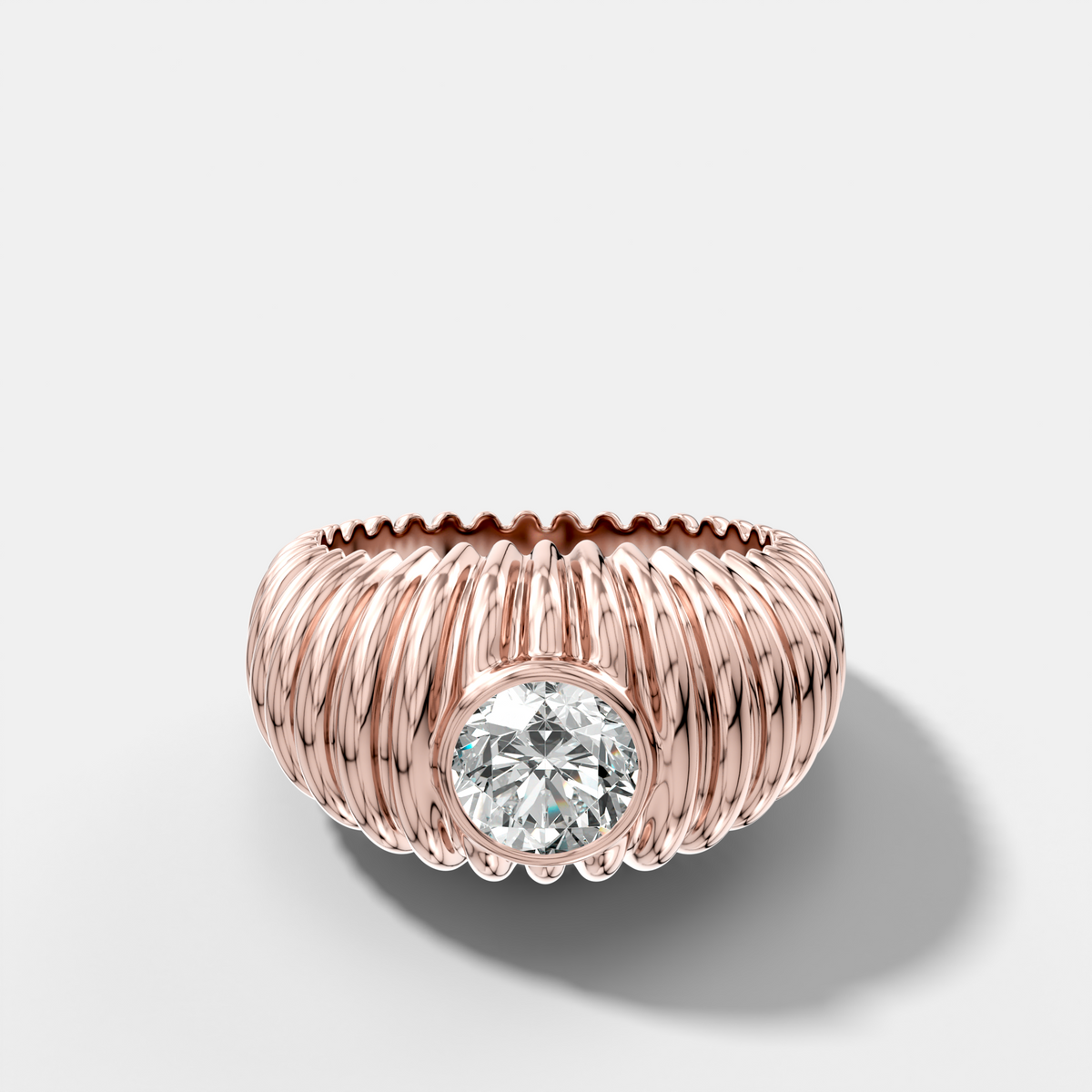 Accordion Cigar Band with a Round Cut Diamond