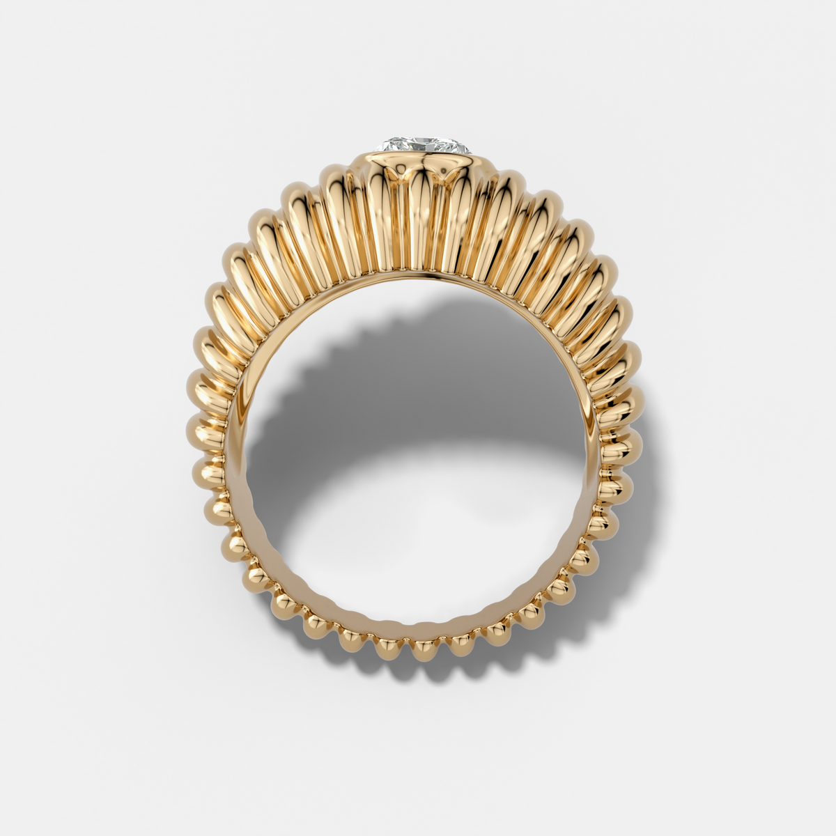 Accordion Cigar Band with a Round Cut Diamond