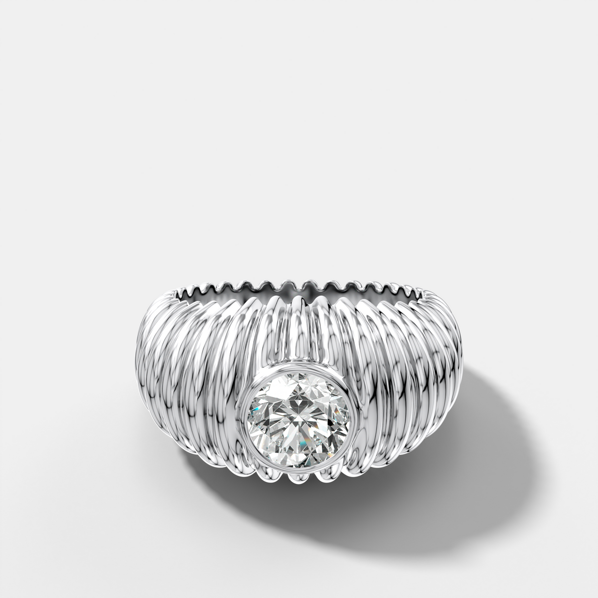 Accordion Cigar Band with a Round Cut Diamond