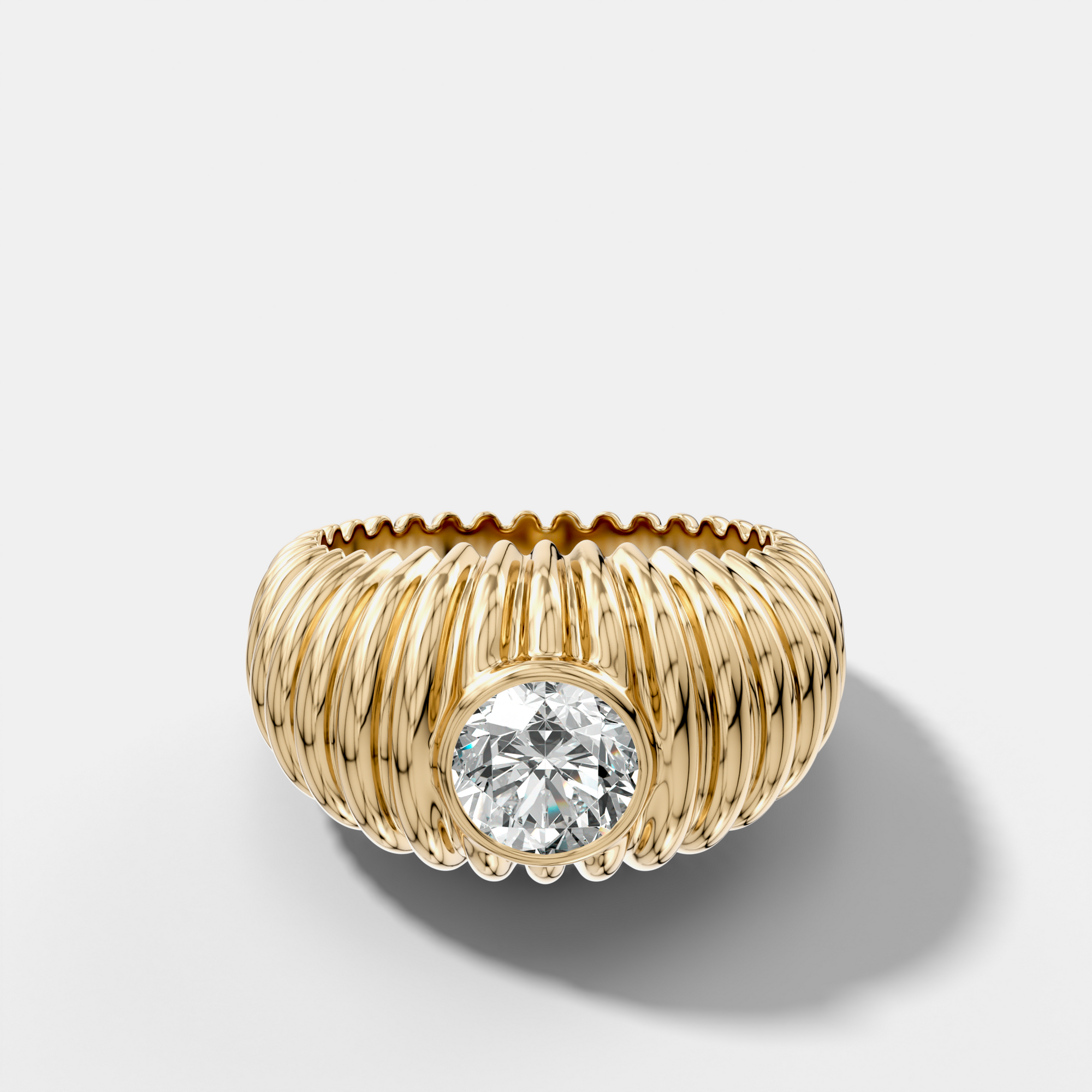 Accordion Cigar Band with a Round Cut Diamond