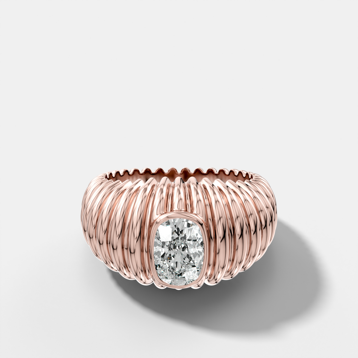 Accordion Cigar Band with an Elongated Cushion Cut Diamond