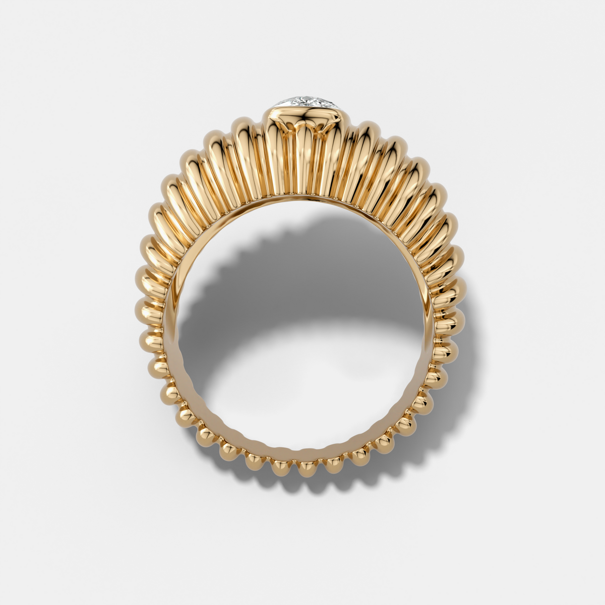 Accordion Cigar Band with an Elongated Cushion Cut Diamond