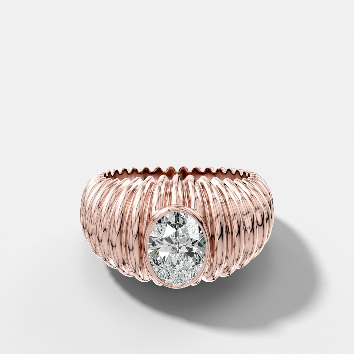 Accordion Cigar Band with an Oval Cut Diamond