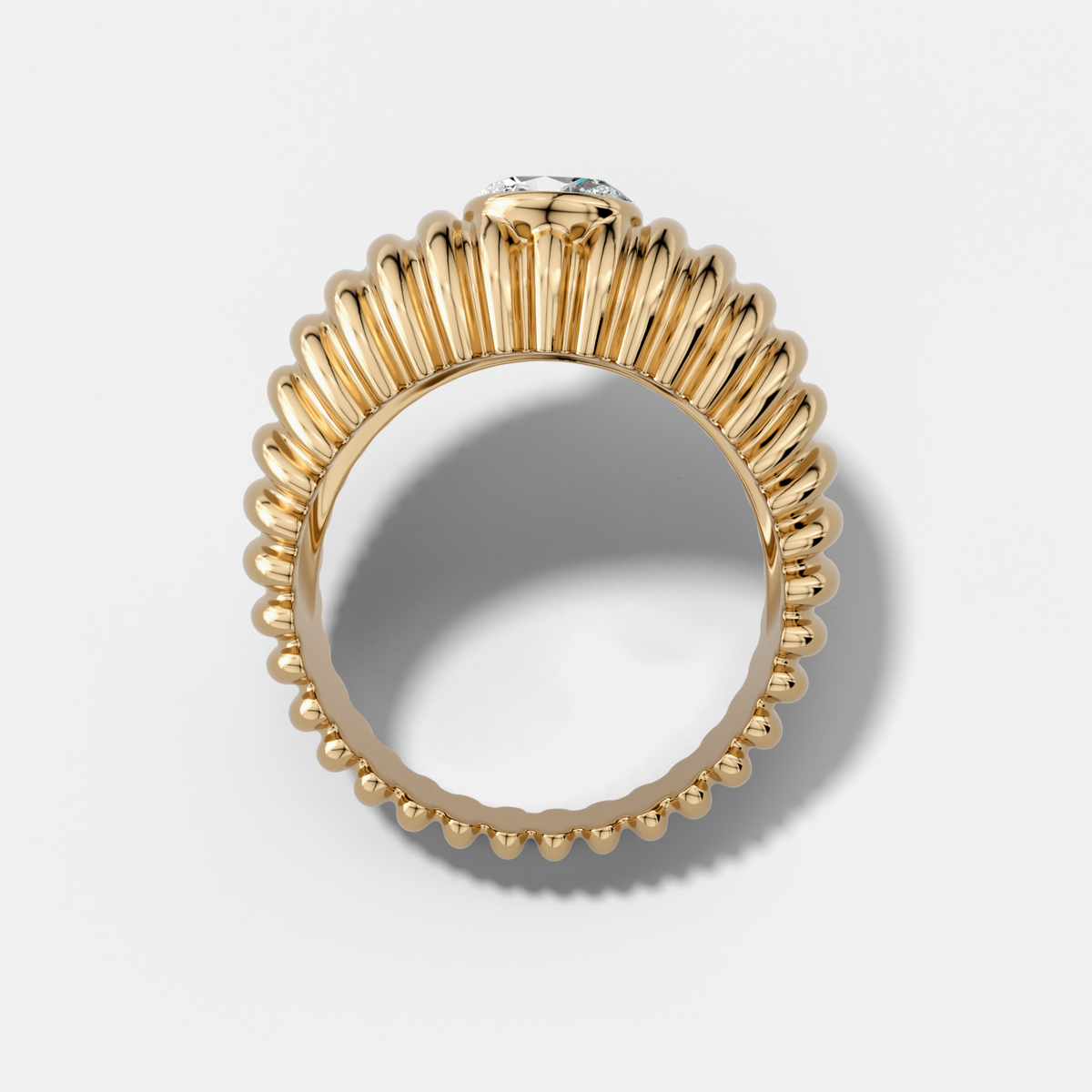 Accordion Cigar Band with an Oval Cut Diamond