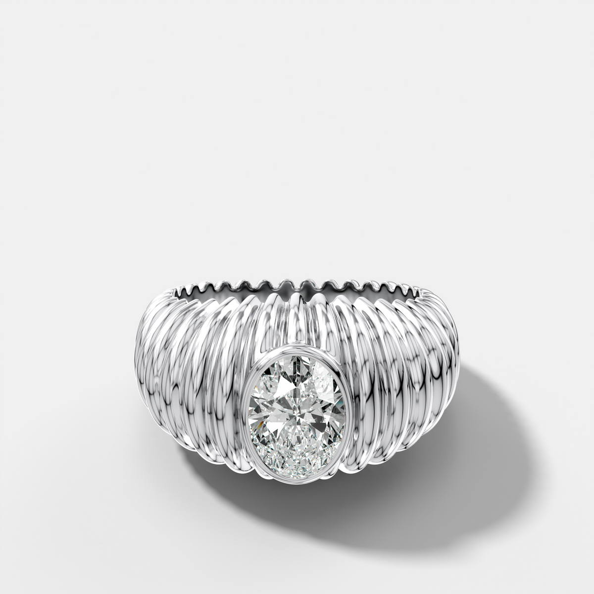 Accordion Cigar Band with an Oval Cut Diamond