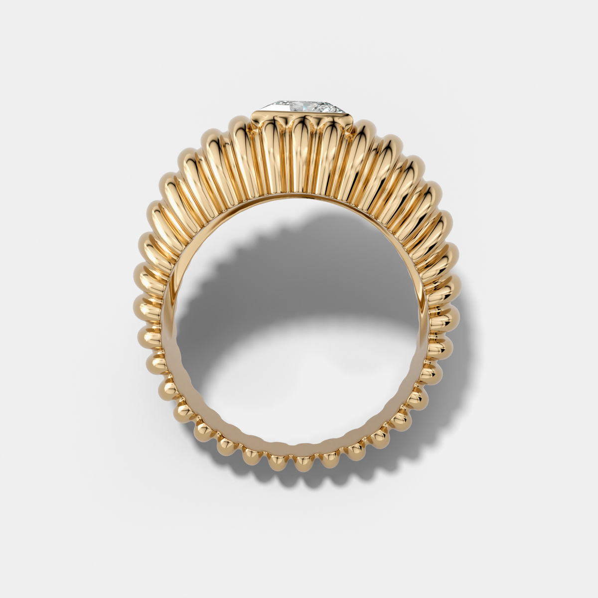 Accordion Cigar Band with a Princess Cut Diamond