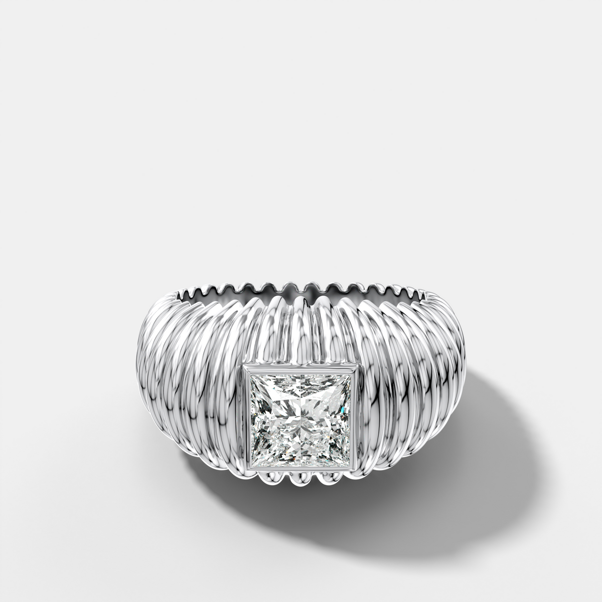 Accordion Cigar Band with a Princess Cut Diamond