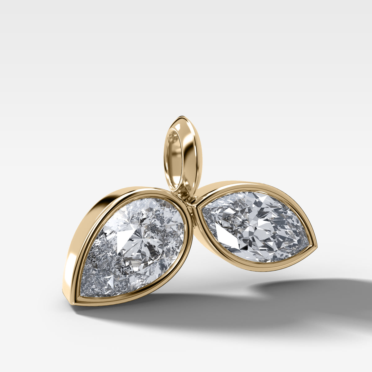Bezel Set Pear and Marquise Duo Attachable Diamond Pendant