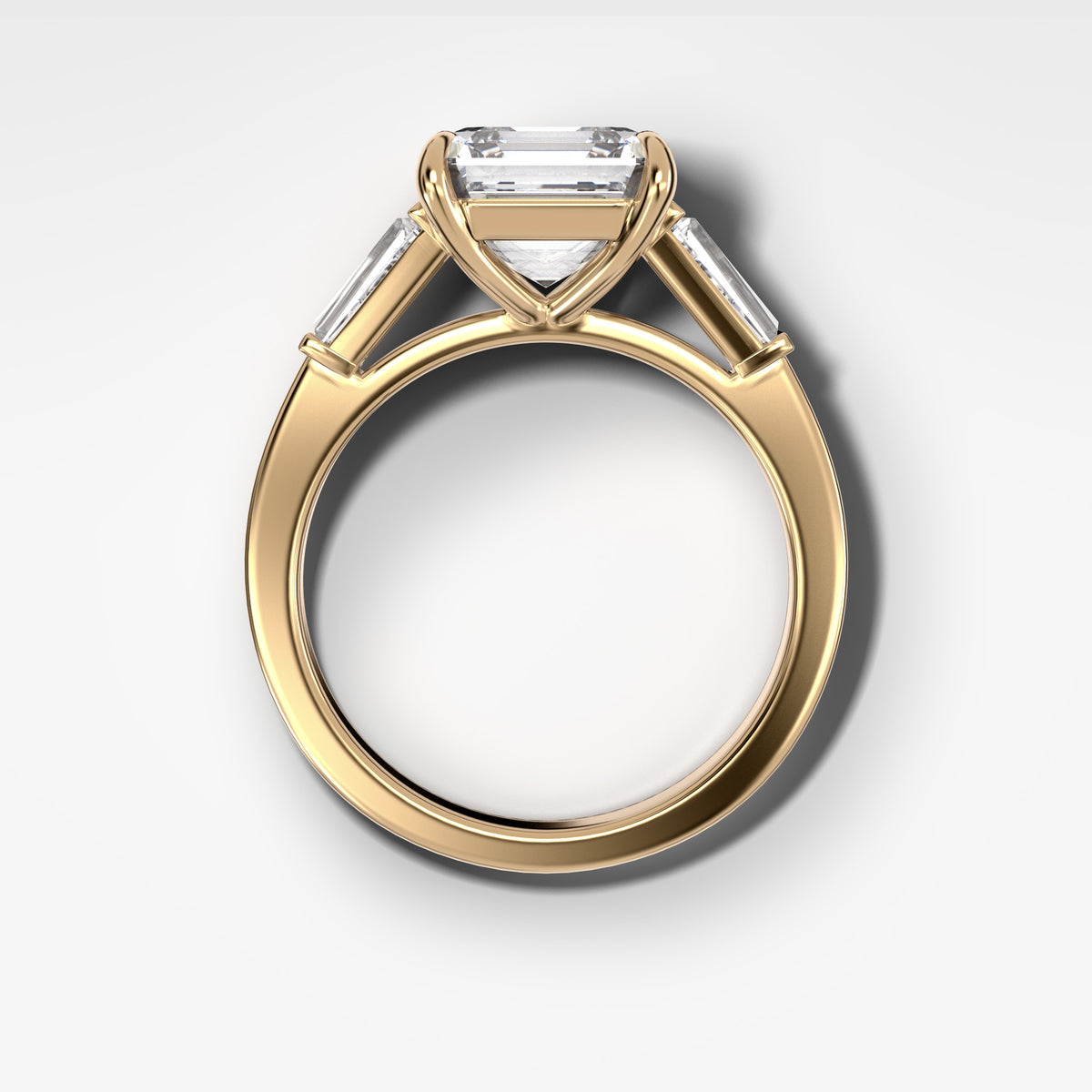 Translunar Tapered Baguette Engagement Ring With Asscher Cut Diamond