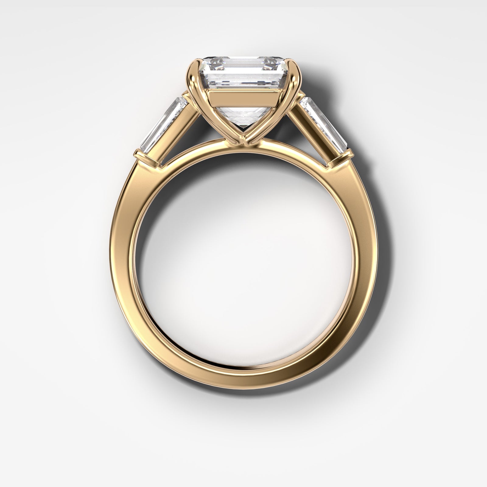 Translunar Tapered Baguette Engagement Ring With Asscher Cut by Good Stone in Yellow Gold