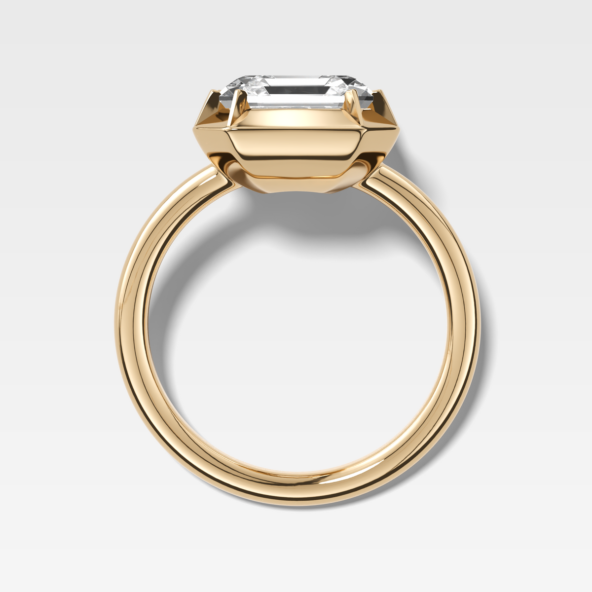 Button Back Engagement Ring set with 3.21ct Lab Grown Asscher Cut Diamond