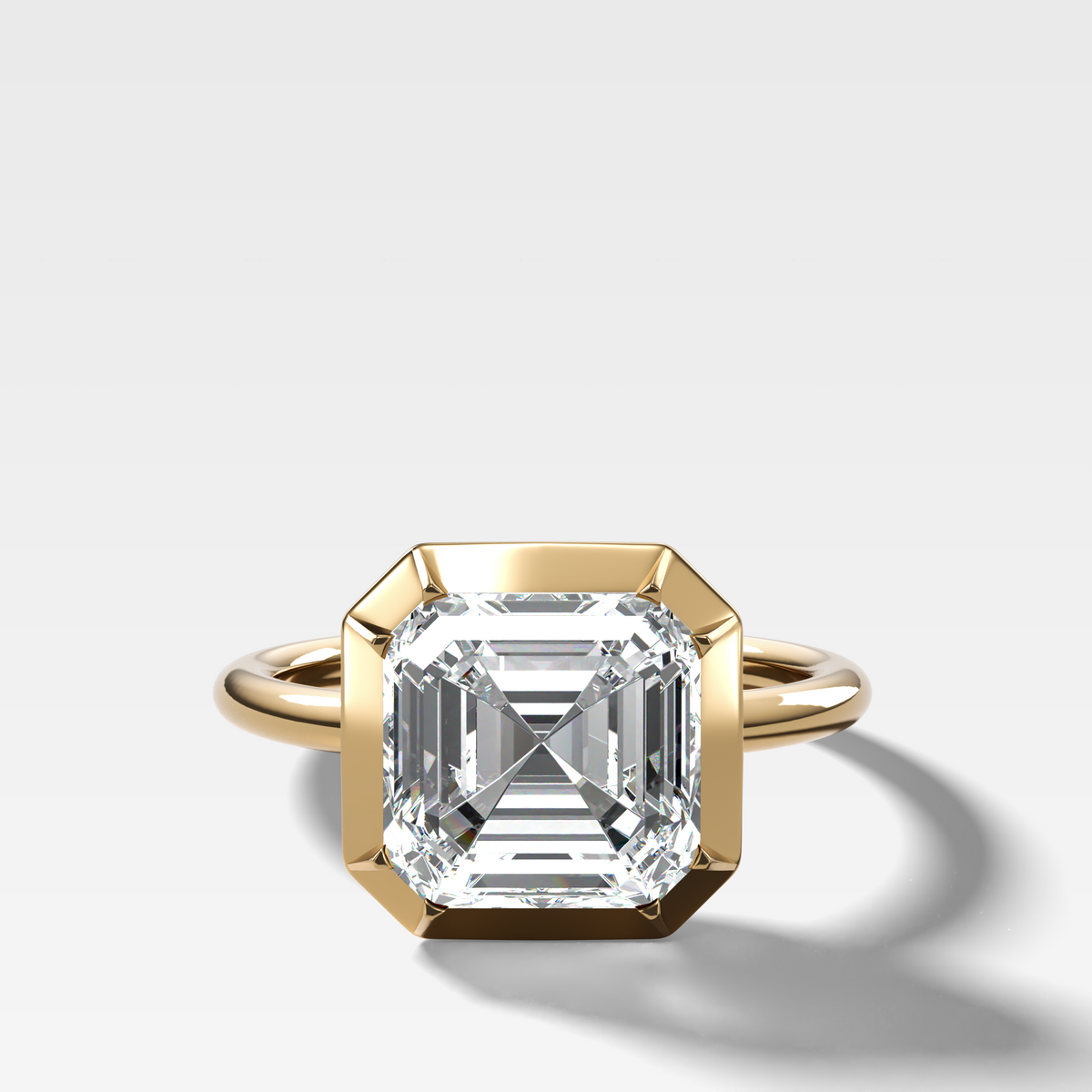 Asscher Cut Button Back Solitaire Engagement Ring GoodStone