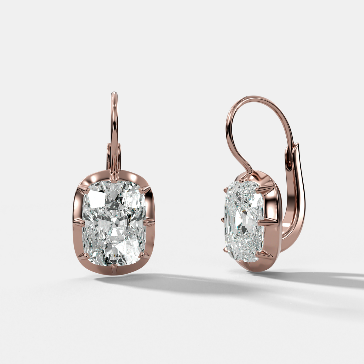 Button Back Dangle Earring with Elongated Cushion Cuts