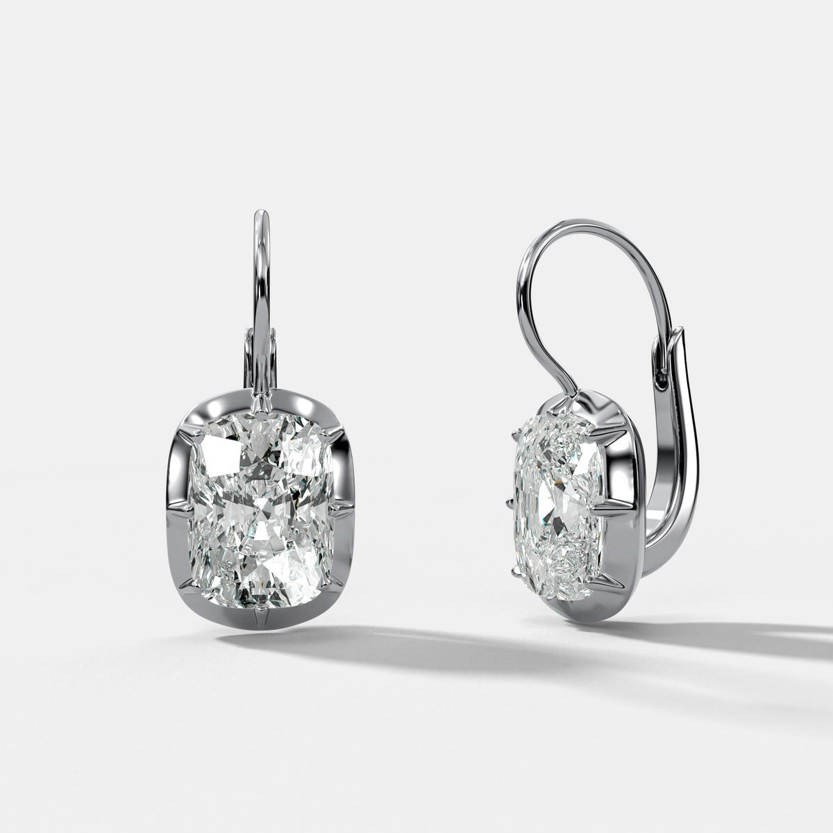 Button Back Dangle Earring with Elongated Cushion Cuts