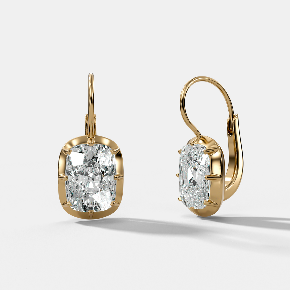 Button Back Dangle Earring with Elongated Cushion Cuts