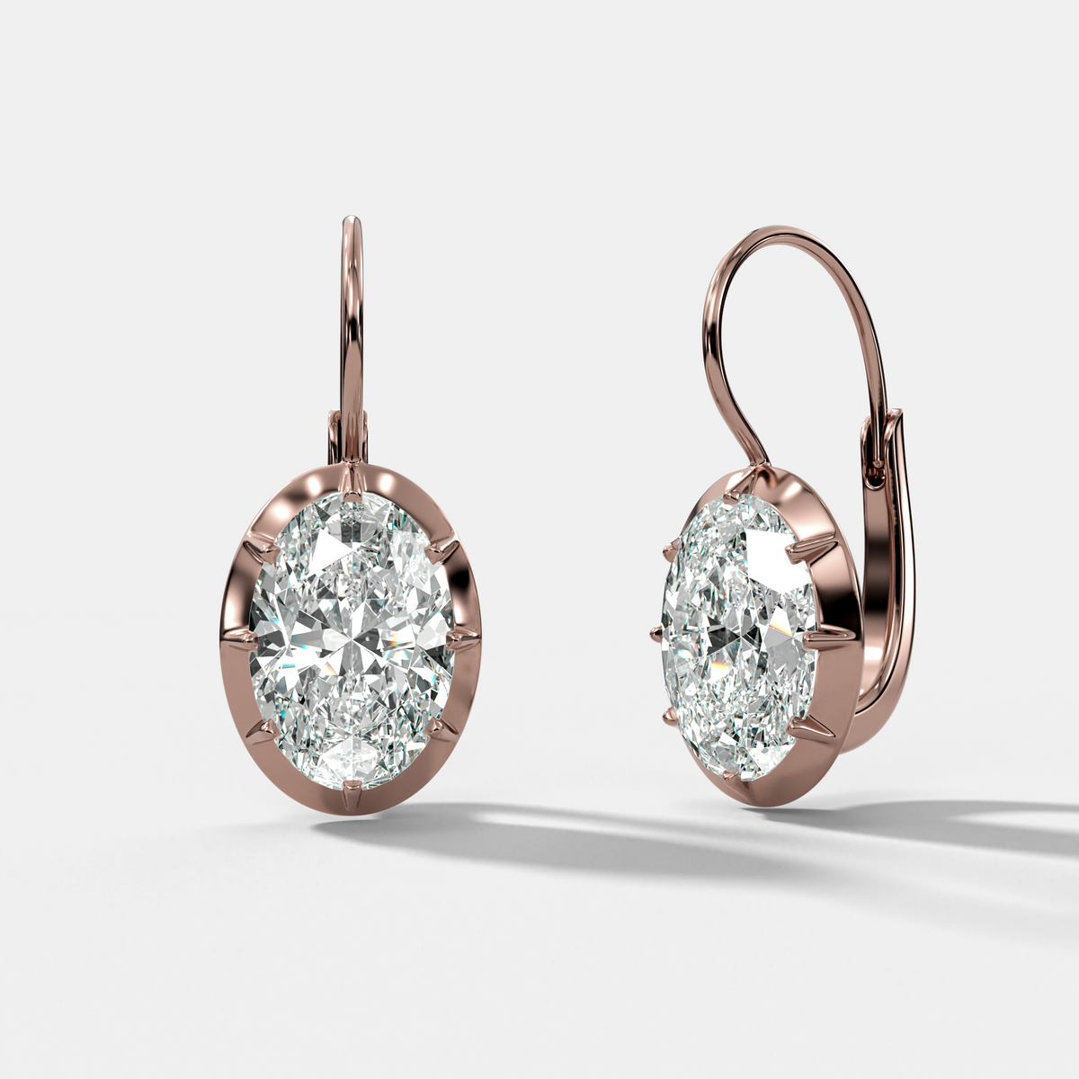 Button Back Dangle Earring with Oval Cuts