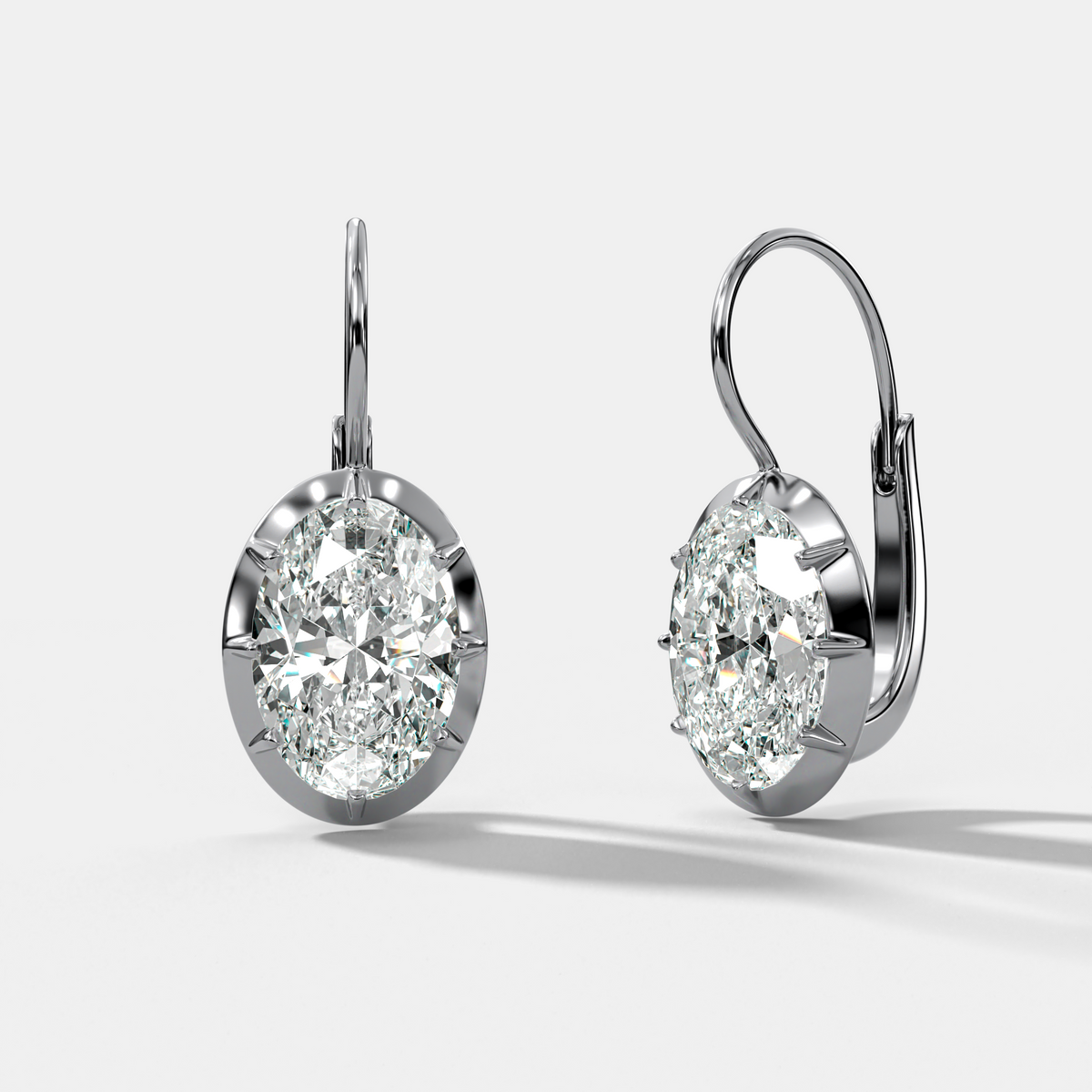 Button Back Dangle Earring with Oval Cuts