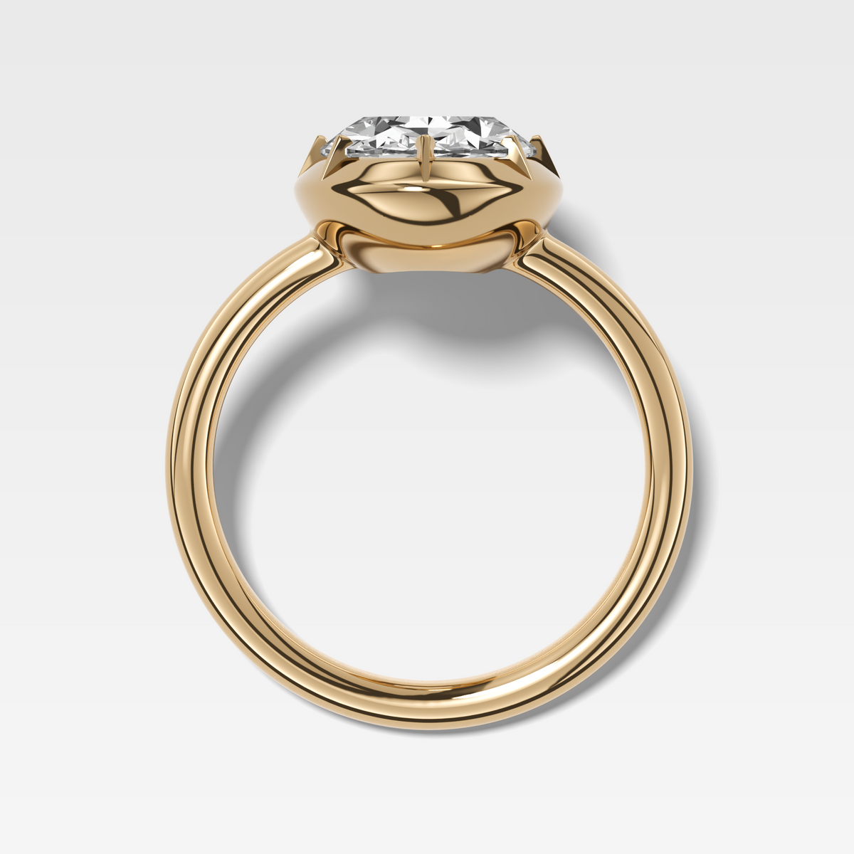 Button Back Solitaire Engagement Ring With an Oval Cut Diamond