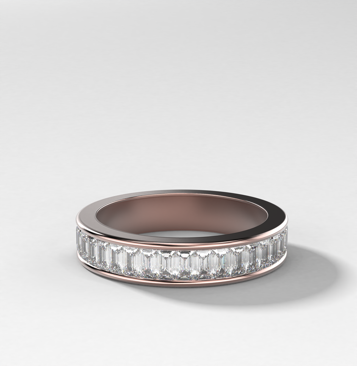 Petite Baguette Channel Set Halfway Wedding Band