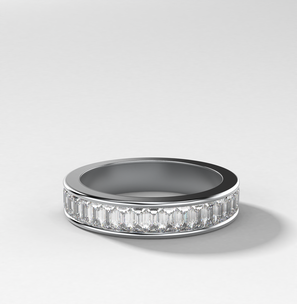 Petite Baguette Channel Set Halfway Wedding Band