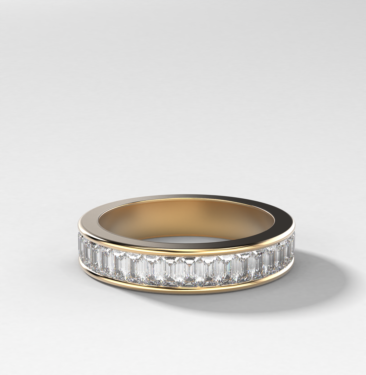 Petite Baguette Channel Set Halfway Wedding Band