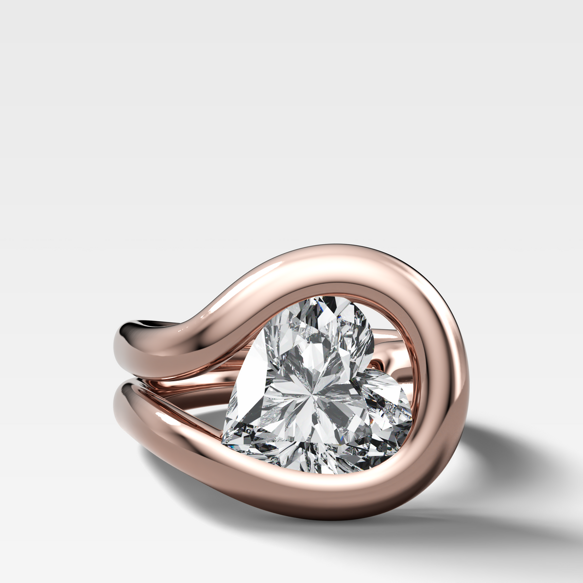 Chunky Lasso Engagement Ring with Heart Cut Diamond