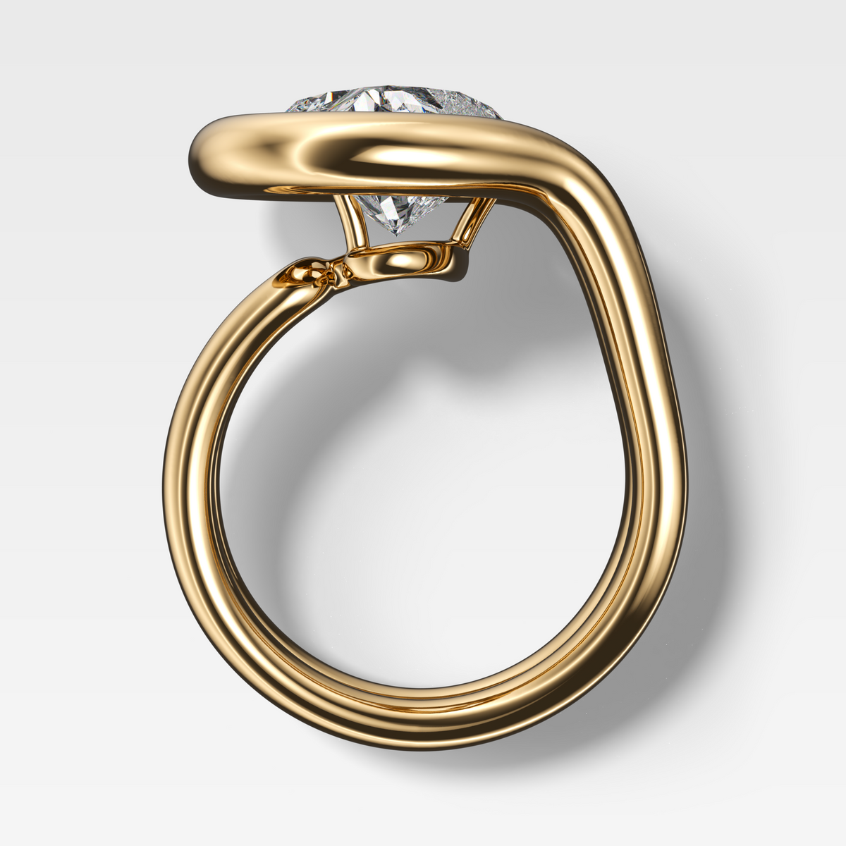 Chunky Lasso Engagement Ring with Heart Cut Diamond