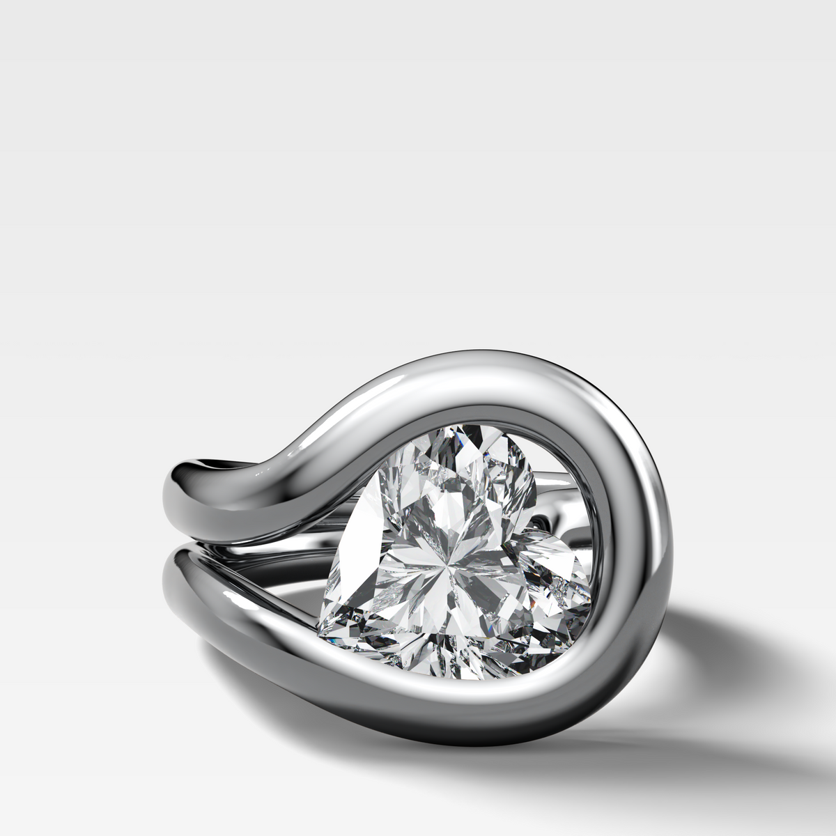 Chunky Lasso Engagement Ring with Heart Cut Diamond