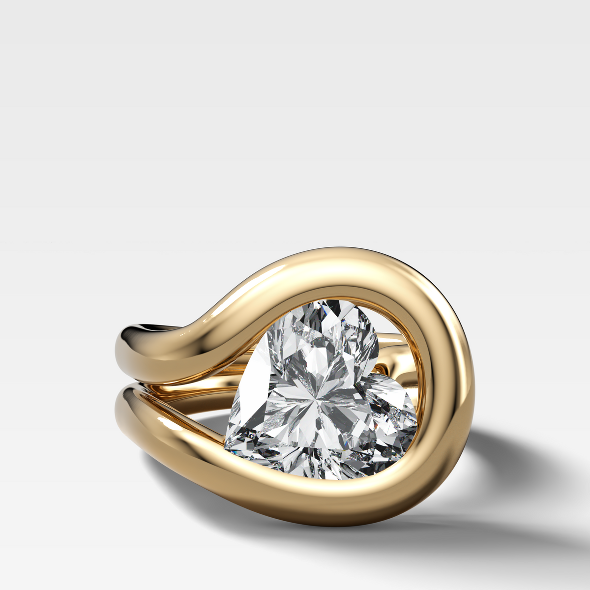 Chunky Lasso Engagement Ring with Heart Cut Diamond