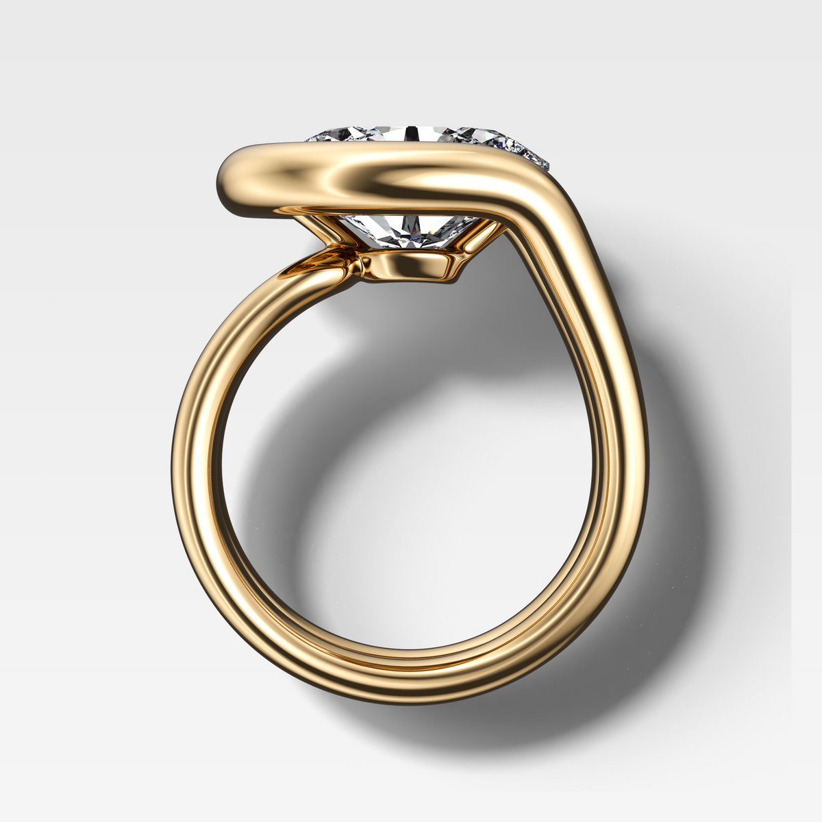 Chunky Lasso Engagement Ring with Oval Cut Diamond