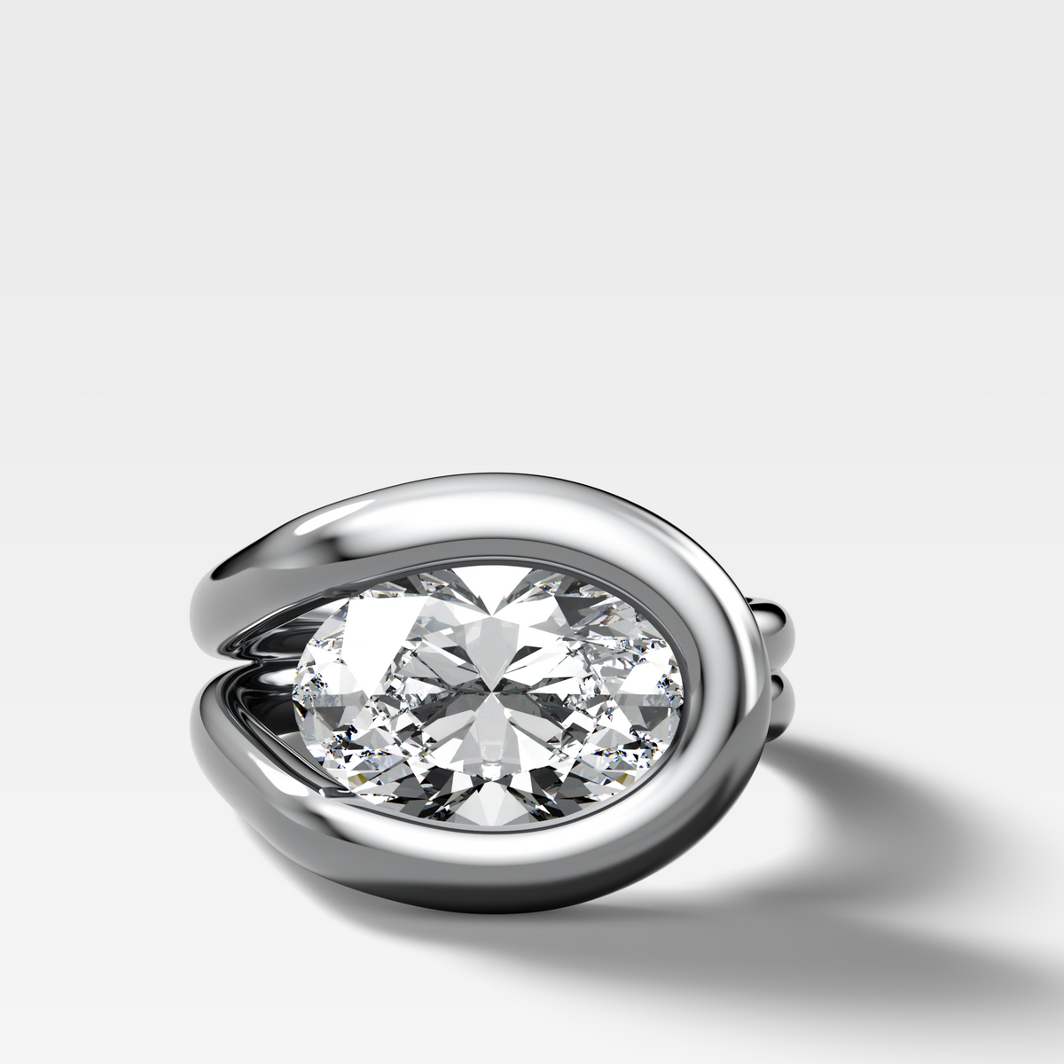 Chunky Lasso Engagement Ring with Oval Cut Diamond