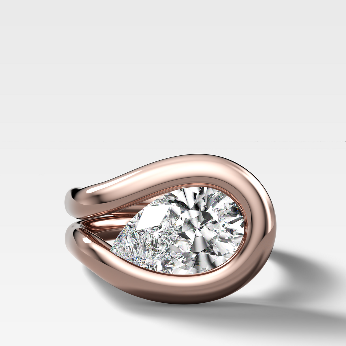Chunky Lasso Engagement Ring with Pear Cut Diamond