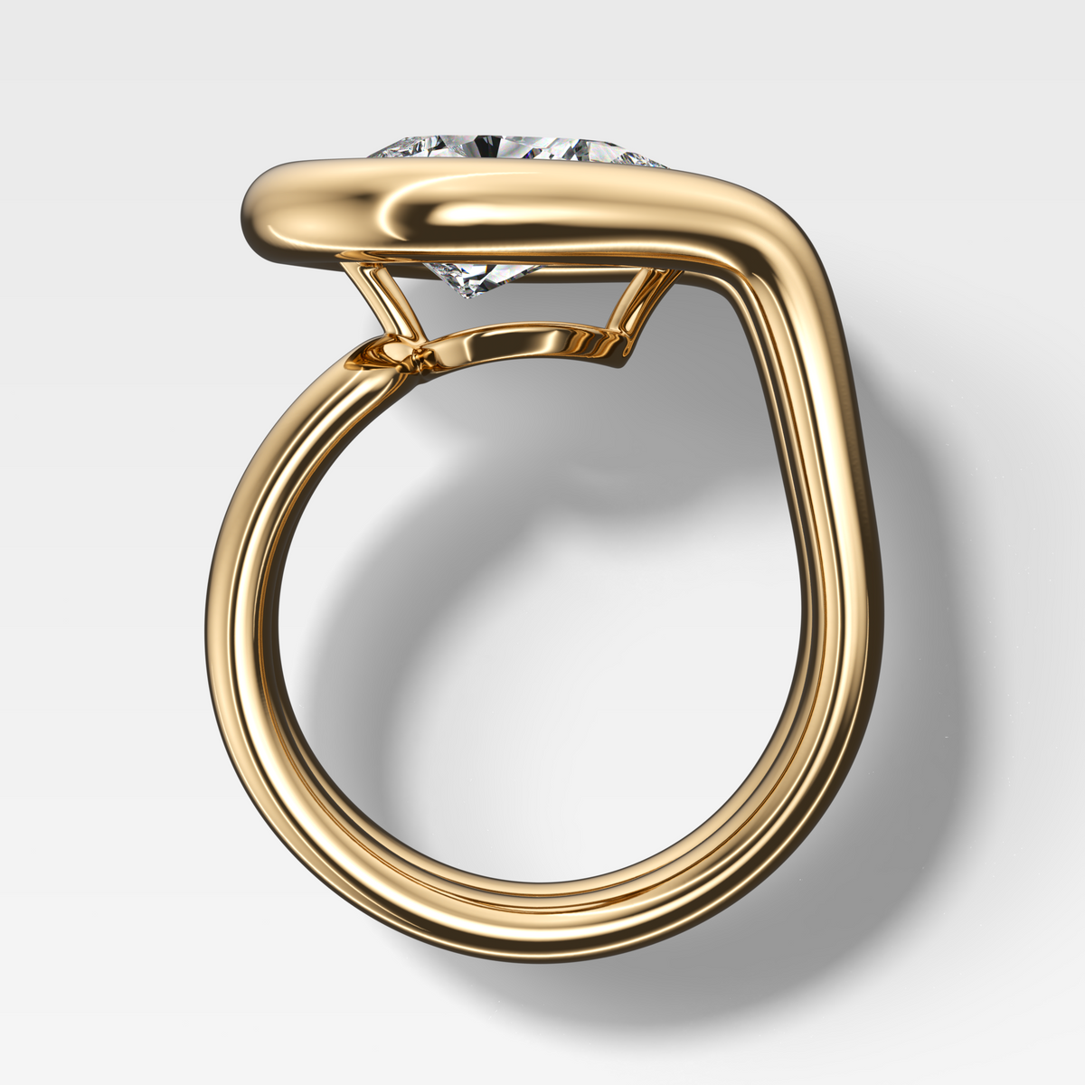 Chunky Lasso Engagement Ring with Pear Cut Diamond