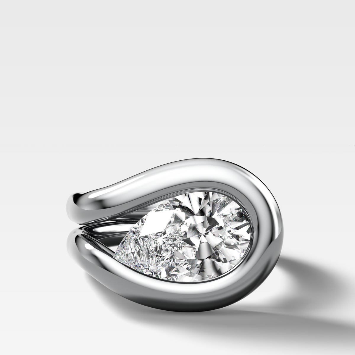 Chunky Lasso Engagement Ring with Pear Cut Diamond