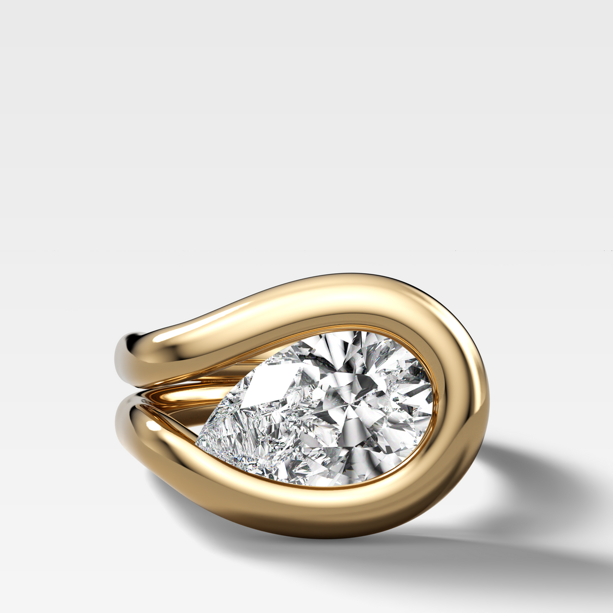 Chunky Lasso Engagement Ring with Pear Cut Diamond