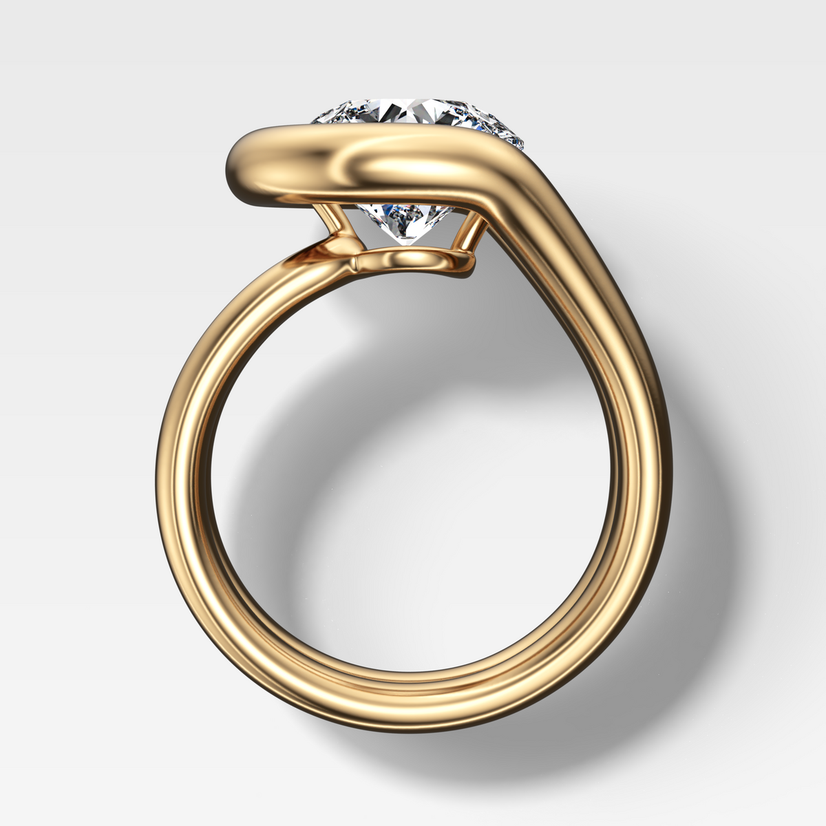 Chunky Lasso Engagement Ring with Round Cut Diamond