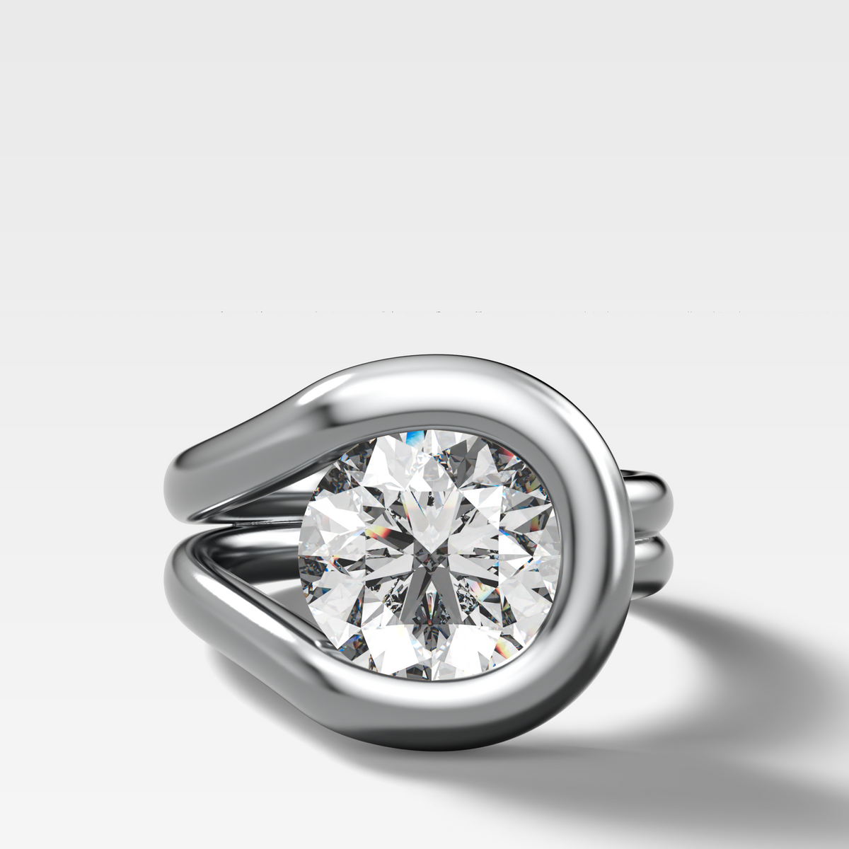 Chunky Lasso Engagement Ring with Round Cut Diamond