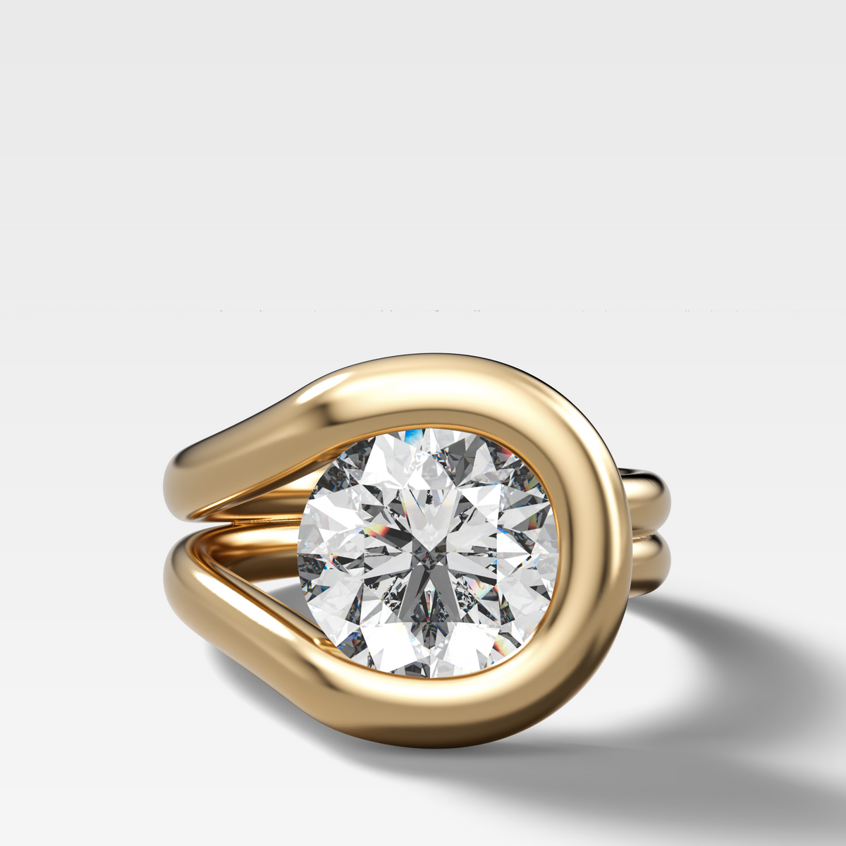 Chunky Lasso Engagement Ring with Round Cut Diamond