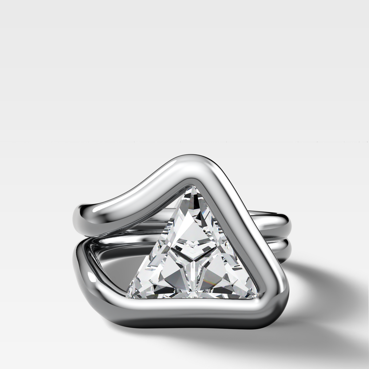 Chunky Lasso Engagement Ring with Trilliant Cut Diamond