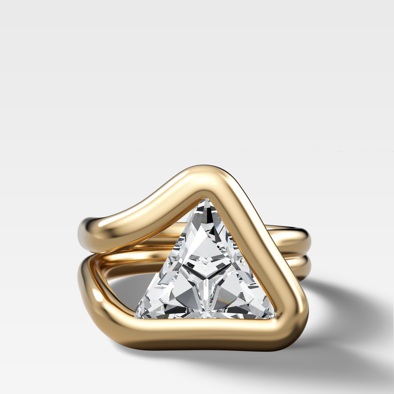 Chunky Lasso Engagement Ring with Trilliant Cut Diamond
