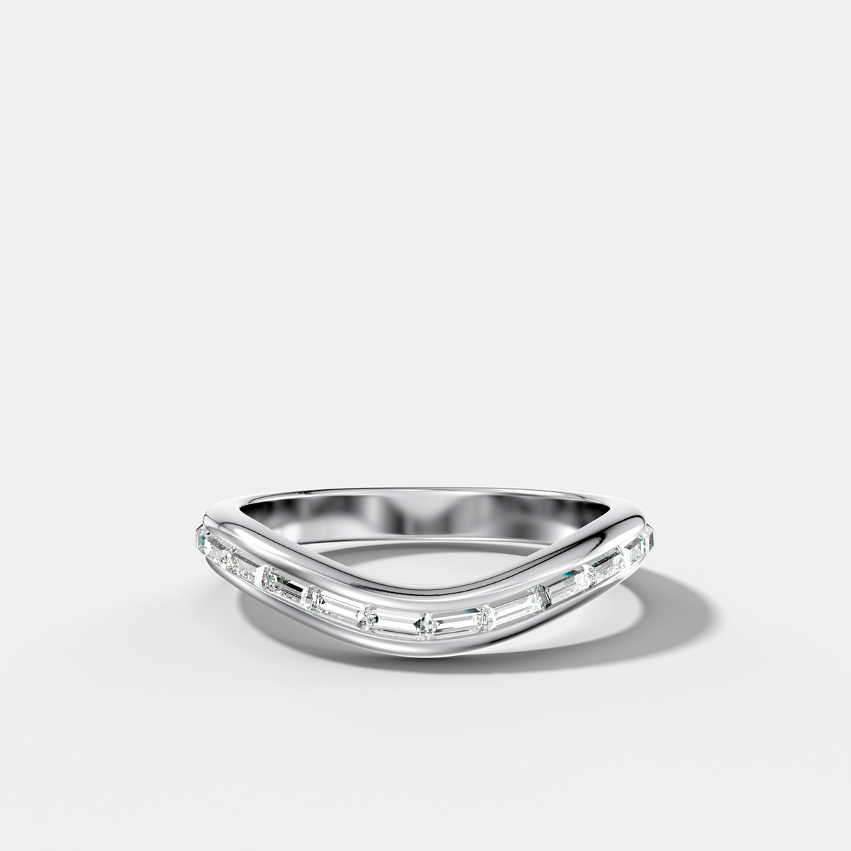 Contoured Channel Set Baguette Wedding Band