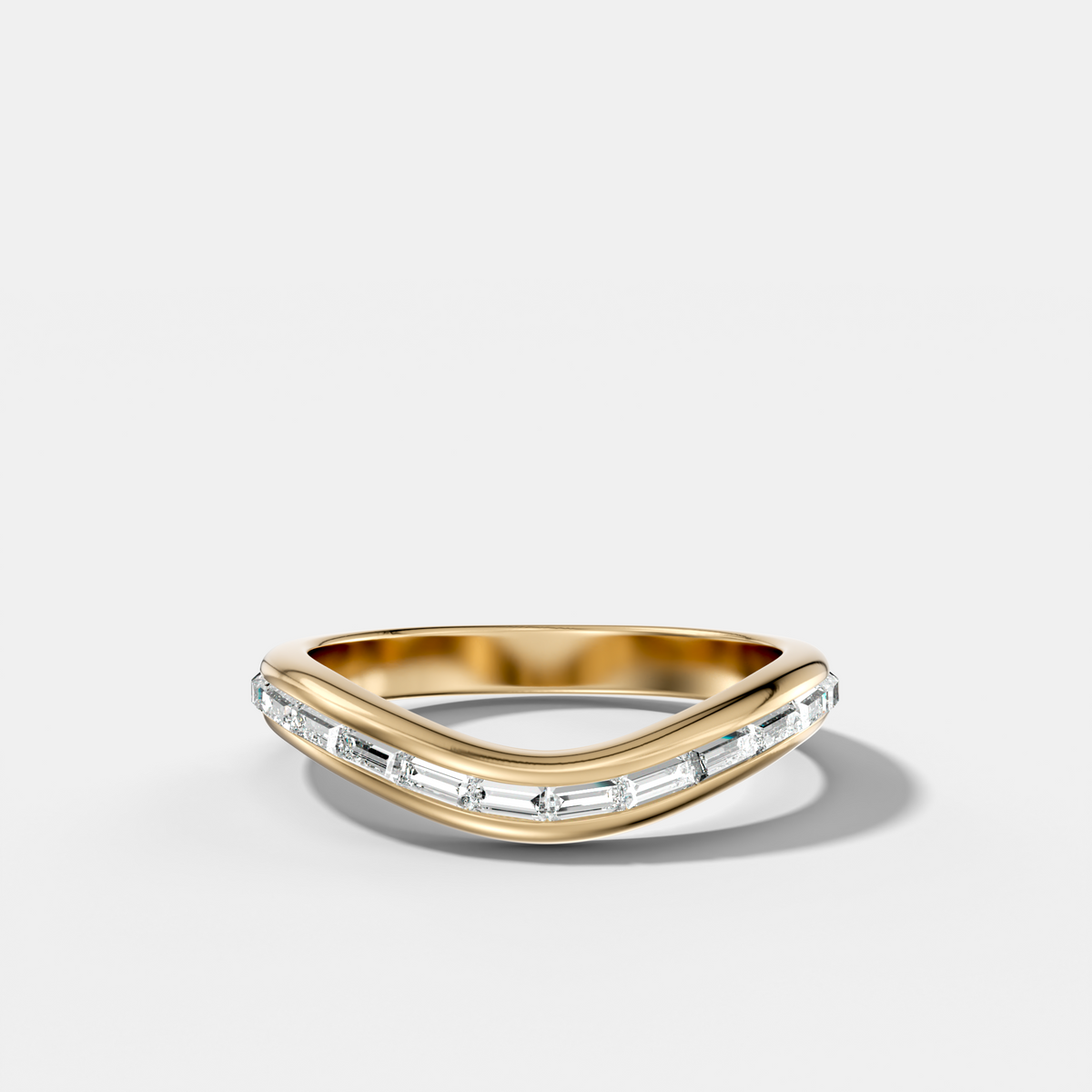 Contoured Channel Set Baguette Wedding Band